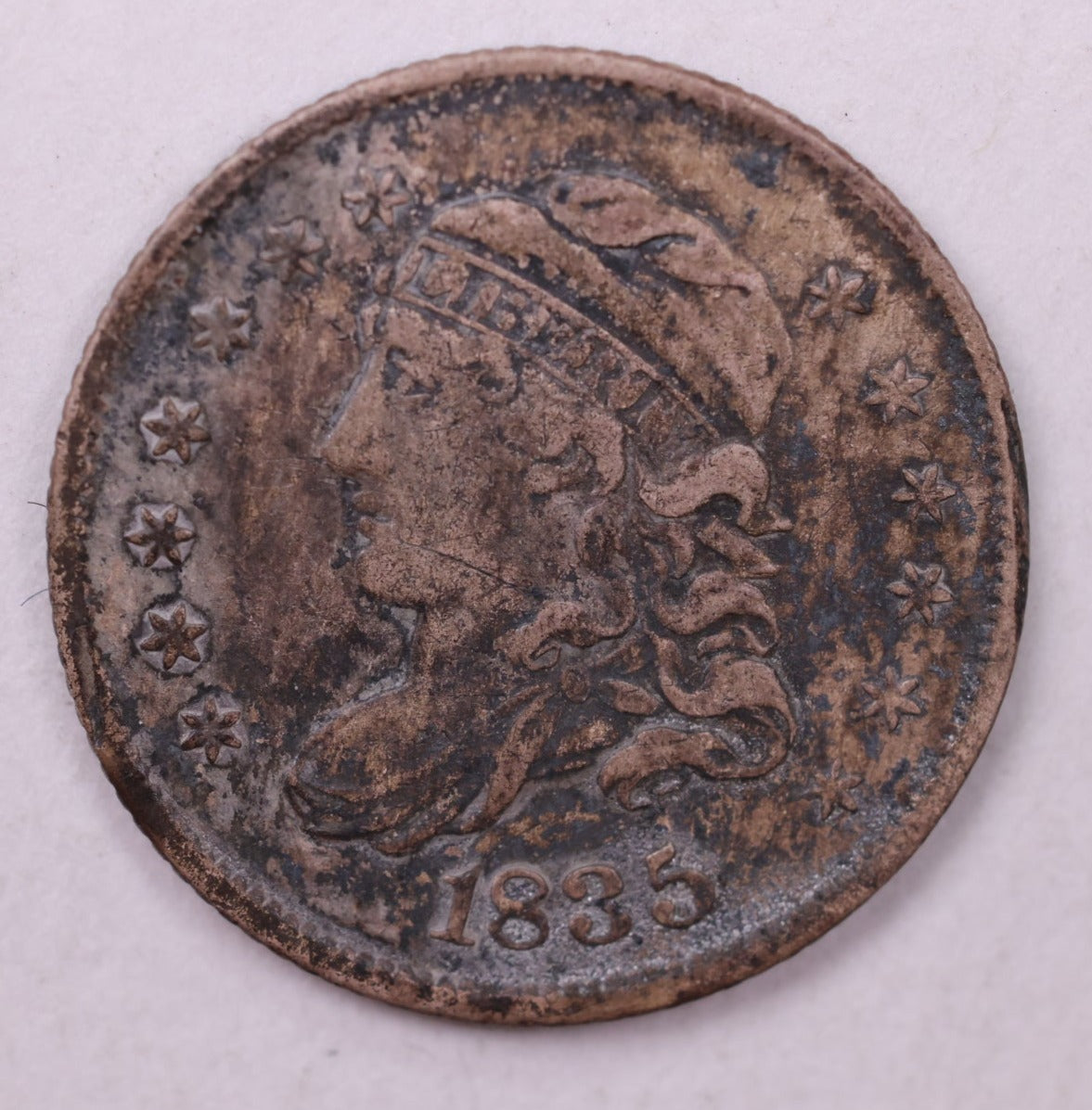 1835 Cap Bust Half Dime., VF +., Coin., Store Sale #18855