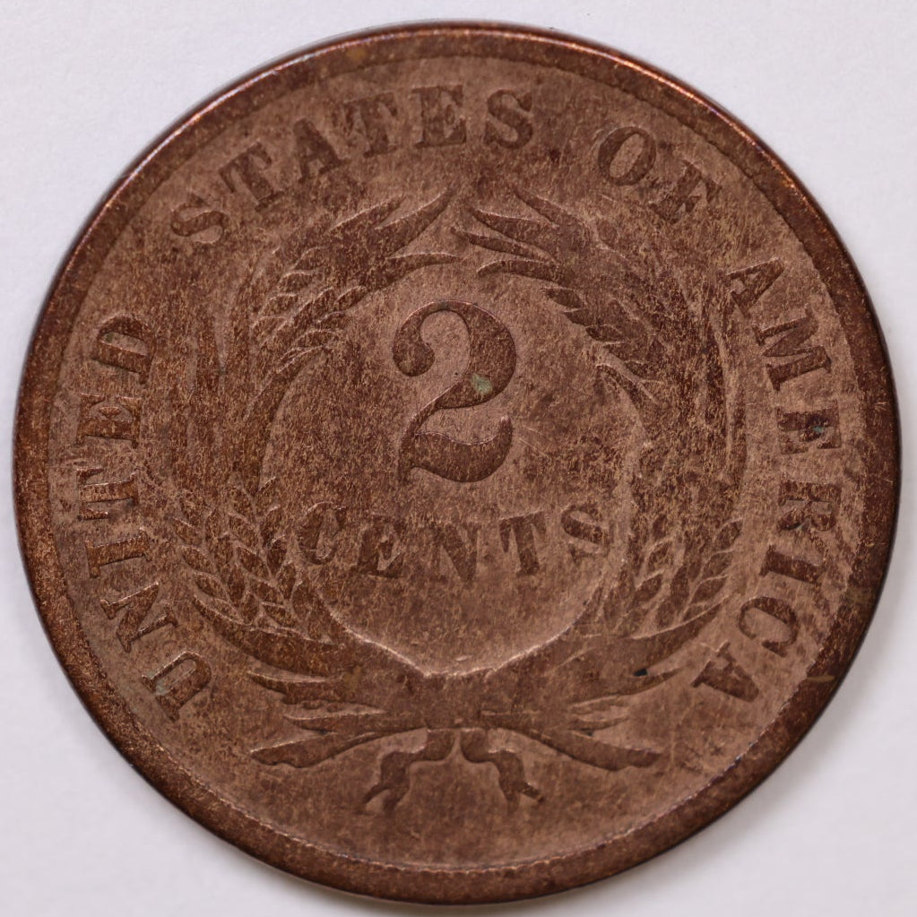 1865 Two Cent Piece., Very Good Circulated Coin., Sale #2C0020