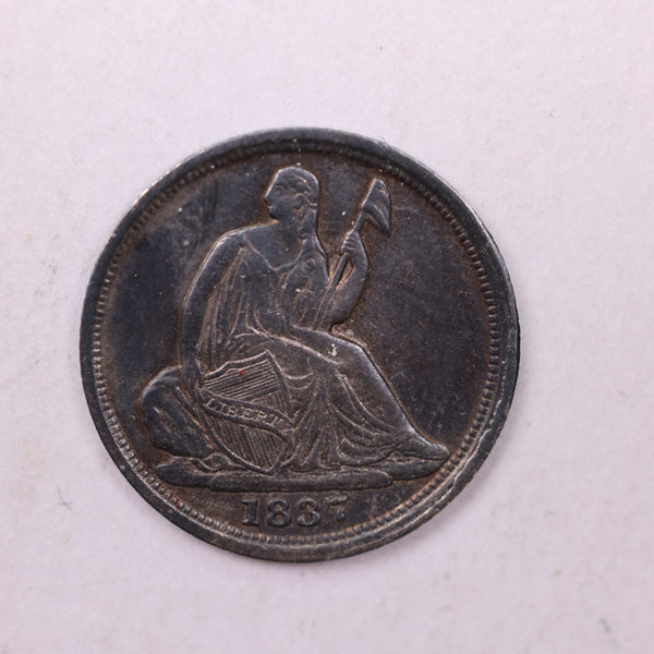 1837 Seated Liberty Half Dime., AU +., Coin., Store Sale #18856