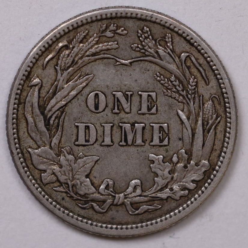 1913 Barber Silver Dime, Extra Fine Circulated Coin, Store #DE0954