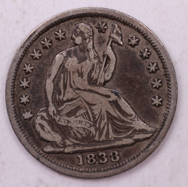 1838 Seated Liberty Half Dime., VF., Coin., Store Sale #18859