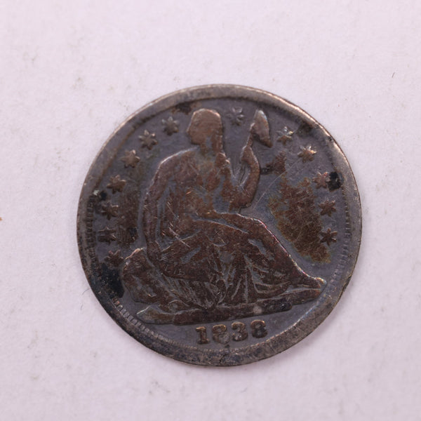1838 Seated Liberty Half Dime., Fine Details., Coin., Store Sale #18860