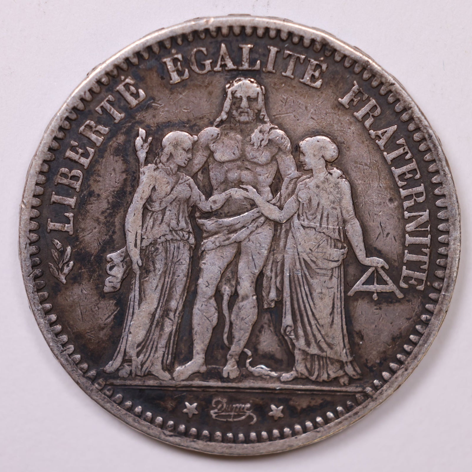 1873 5 Franc, Very Fine Circulated Silver Coin, 90% Silver, Store #FN0006