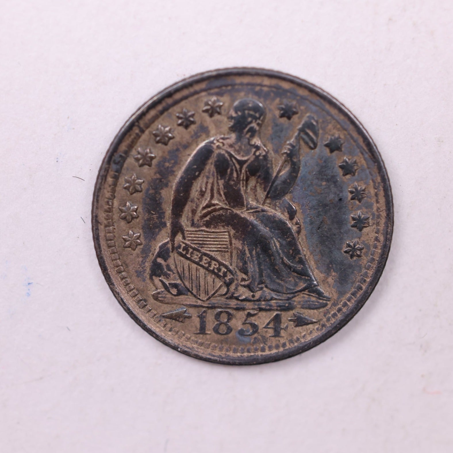 1854 Seated Liberty Half Dime., A.U. Coin., Store Sale #18900