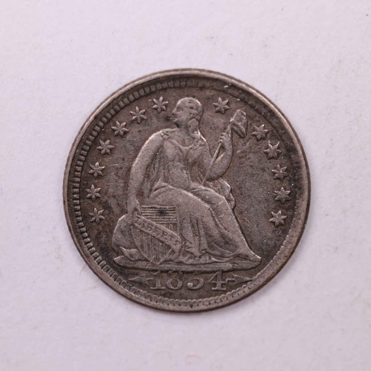 1854 Seated Liberty Half Dime., XZ+. Coin., Store Sale #18902