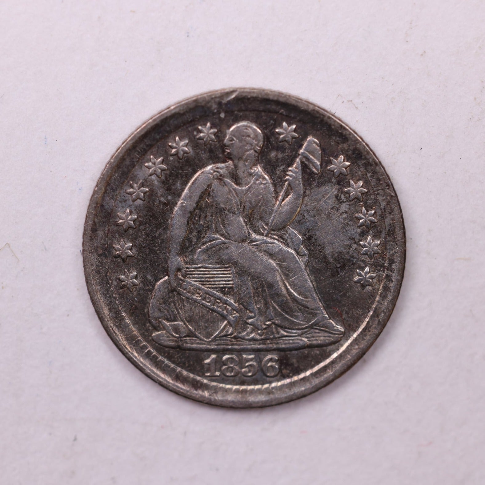 1856 Seated Liberty Half Dime., A.U. Coin., Store Sale #18906