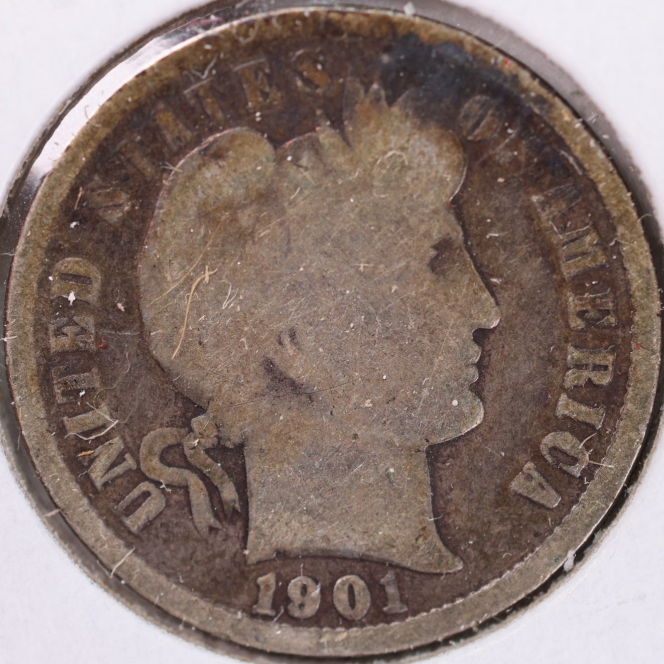 1901 Barber Dime, Good Circulated Coin, Store #DE0614