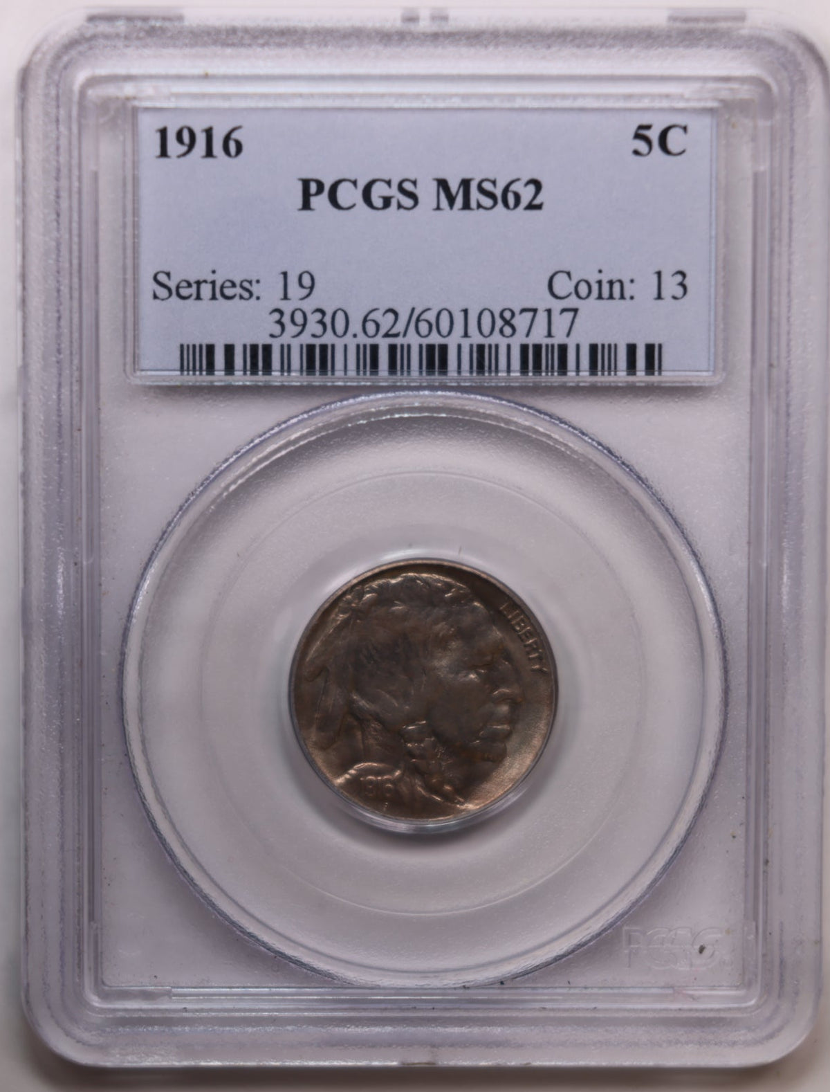 1916 Buffalo Nickel, Nice Strike, PCGS Graded MS-62, Store SALE #GNL059