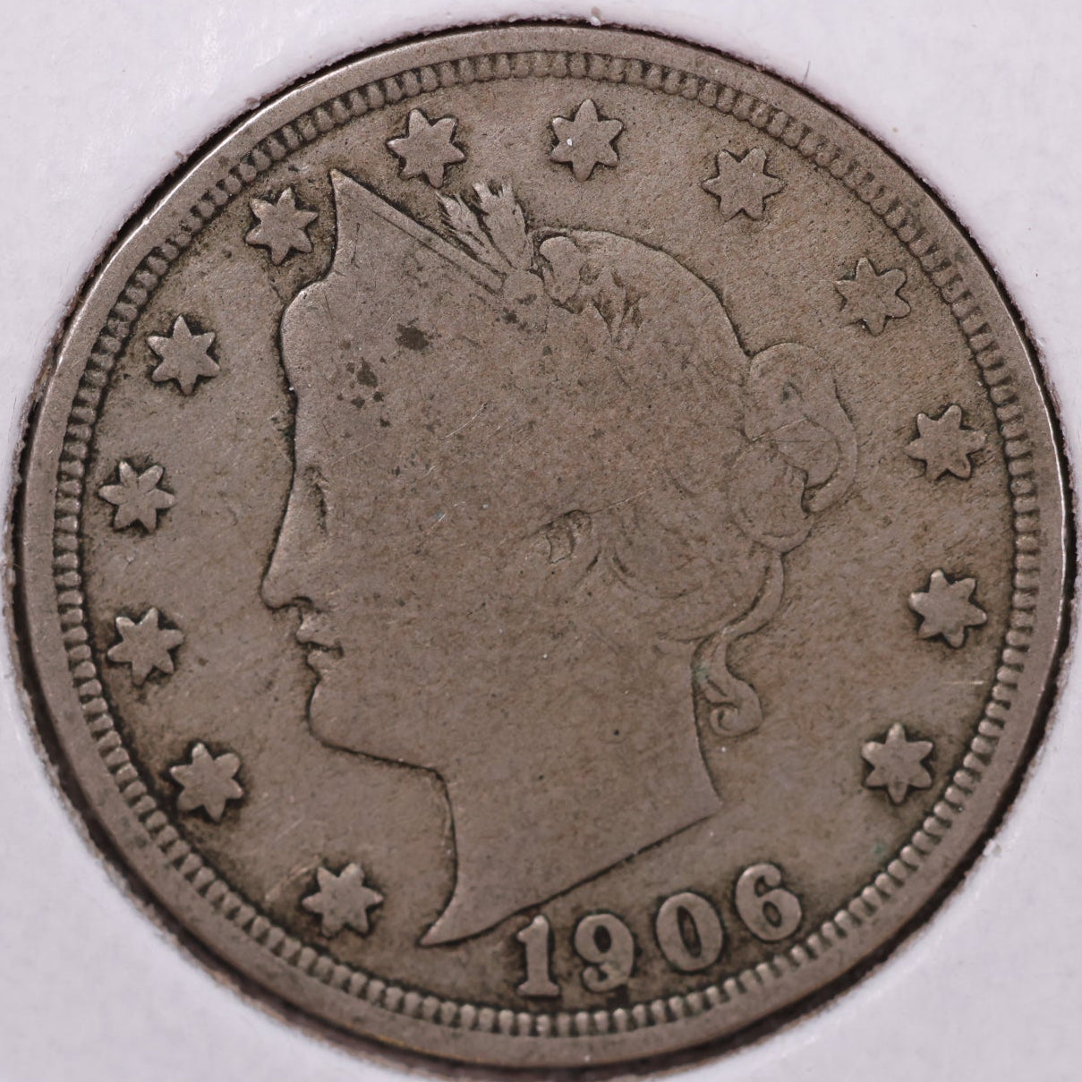1906 Liberty Nickel, Very Good Circulated Coin. Store #12071