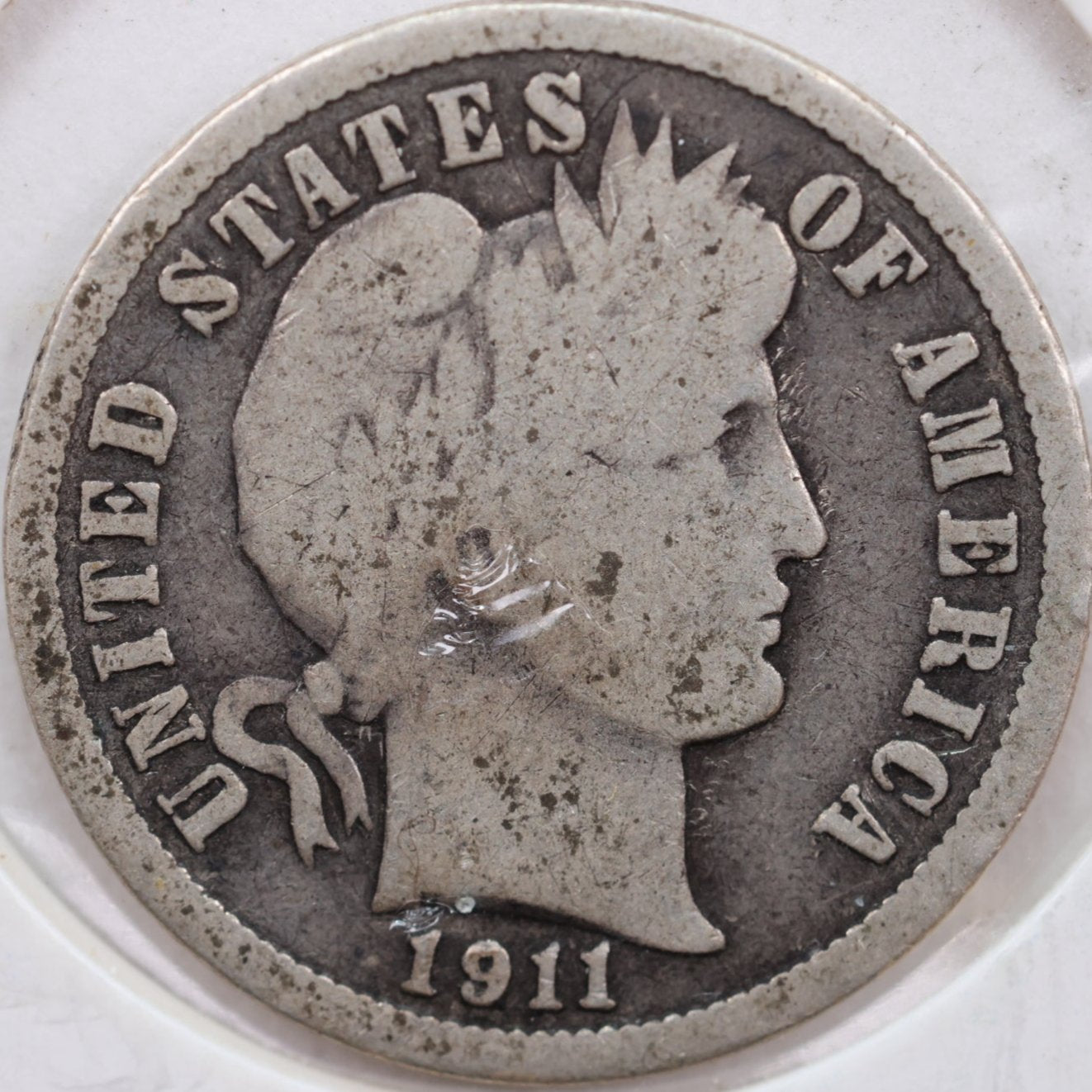 1911 Barber Dime, Very Good Circulated Coin, Store #DE0601