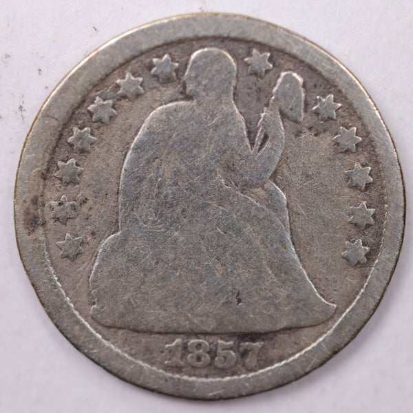 1857 Seated Liberty Silver Dime., Good., Store Sale #18962