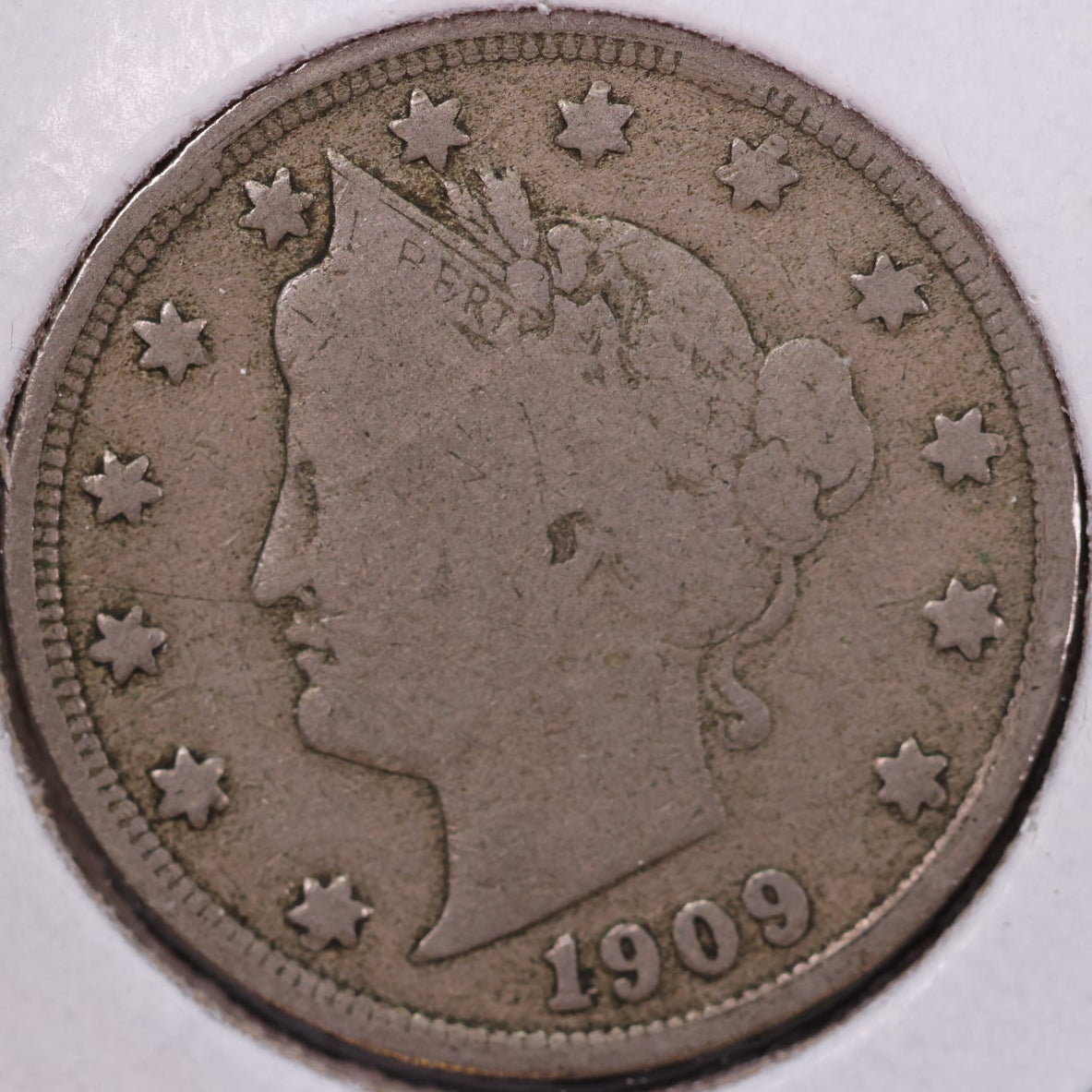 1909 Liberty Nickel, Very Good Circulated Coin. Store #12098