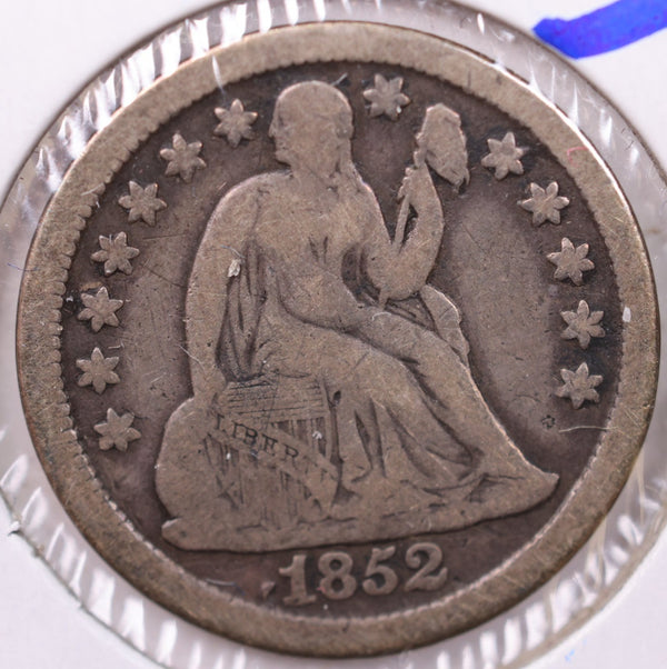 1852 Seated Liberty Silver Dime., V.F., Store Sale #18965