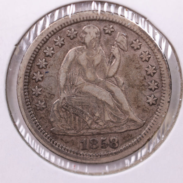 1858 Seated Liberty Silver Dime., X.F., Store Sale #18968