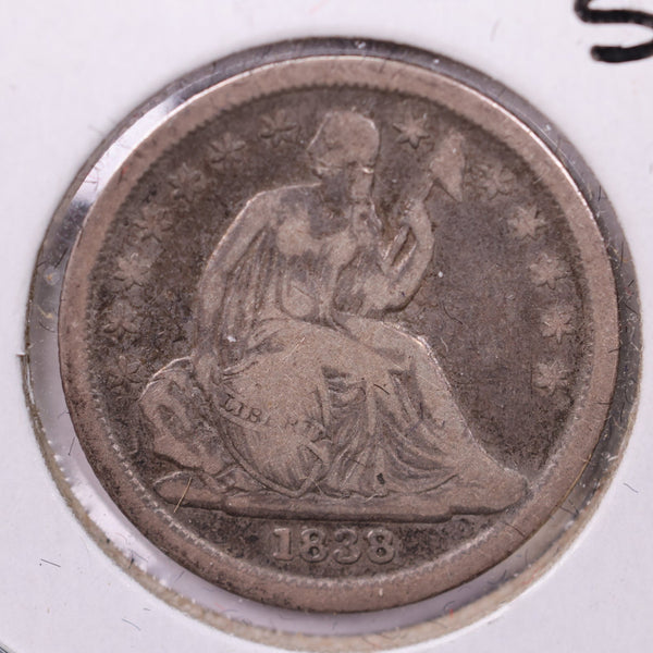 1838 Seated Liberty Silver Dime., Fine., Store Sale #18983