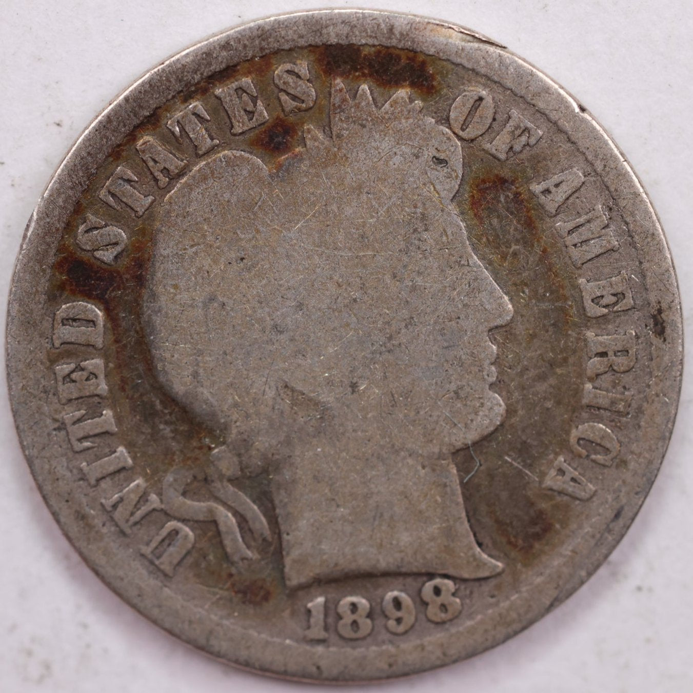 1898 Barber Dime, Good Circulated Coin, Store #DE0586