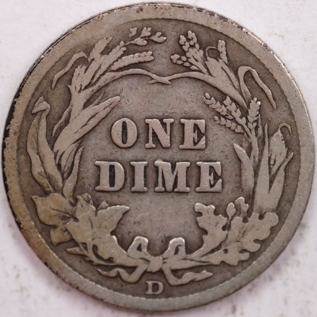1912-D Barber Silver Dime, Fine Circulated Coin, Store #DBA001