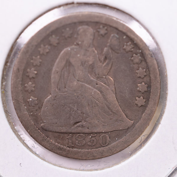 1850 Seated Liberty Silver Dime., V.F., Store Sale #19029