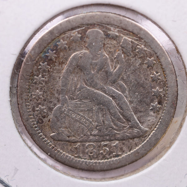 1851-O Seated Liberty Silver Dime., V.F. Details., Store Sale #19037