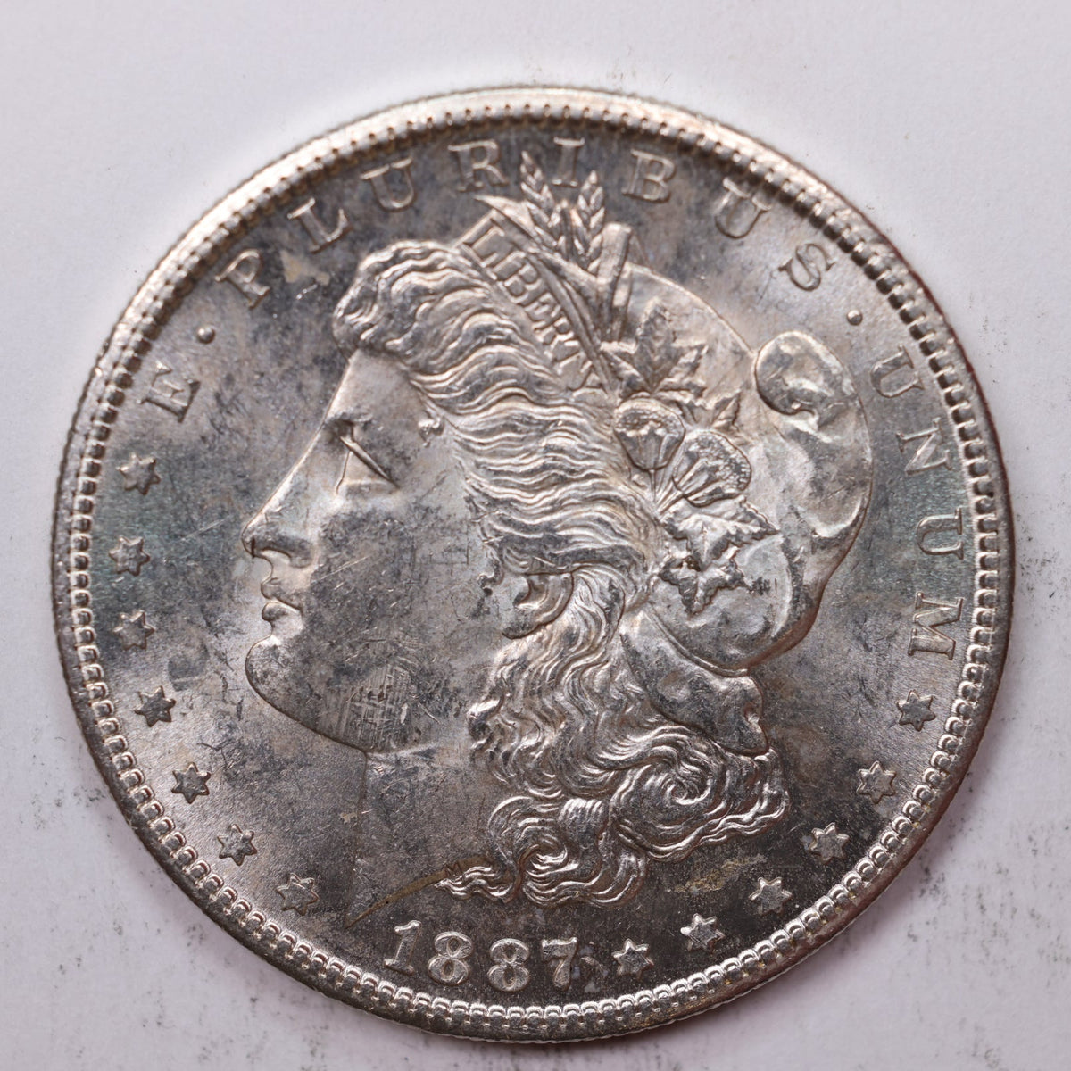 1887-S Morgan Silver Dollar, Mint State, Uncirculated Coin, Store #DR047.
