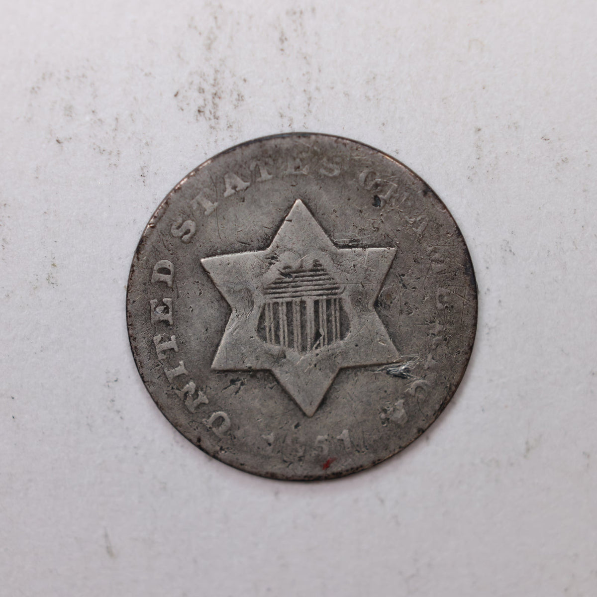 1851-O Silver Three-Cent Piece. Very Good Circulated Coin. Store #3C002