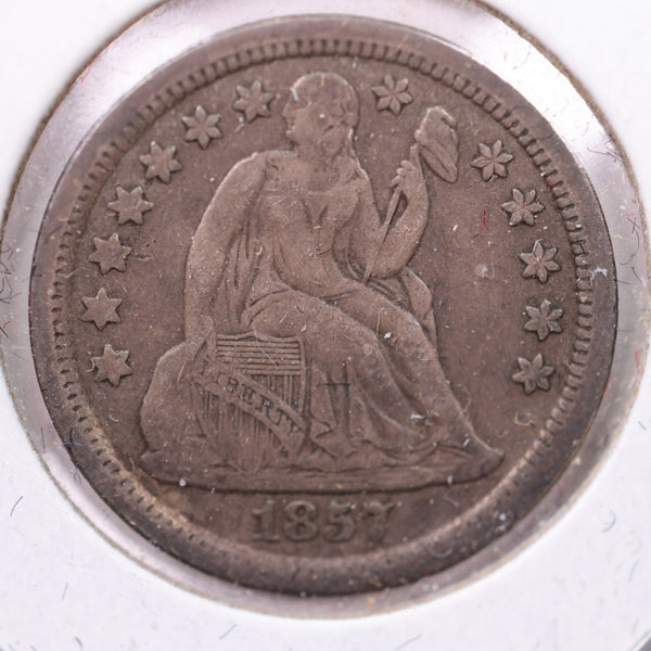 1857 Seated Liberty Silver Dime., Extra Fine., Store Sale #19056