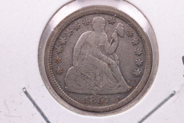 1857 Seated Liberty Silver Dime., Very Fine., Store Sale #19058