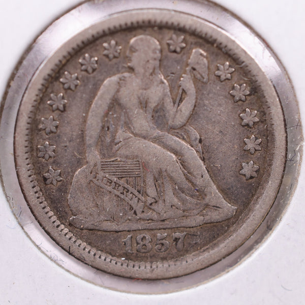 1857-O Seated Liberty Silver Dime., V.F +., Store Sale #19061