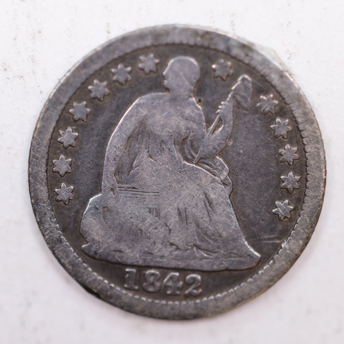 1842-O Seated Liberty Silver Half Dime, Very Good Circulated Coin, Store #HE016.