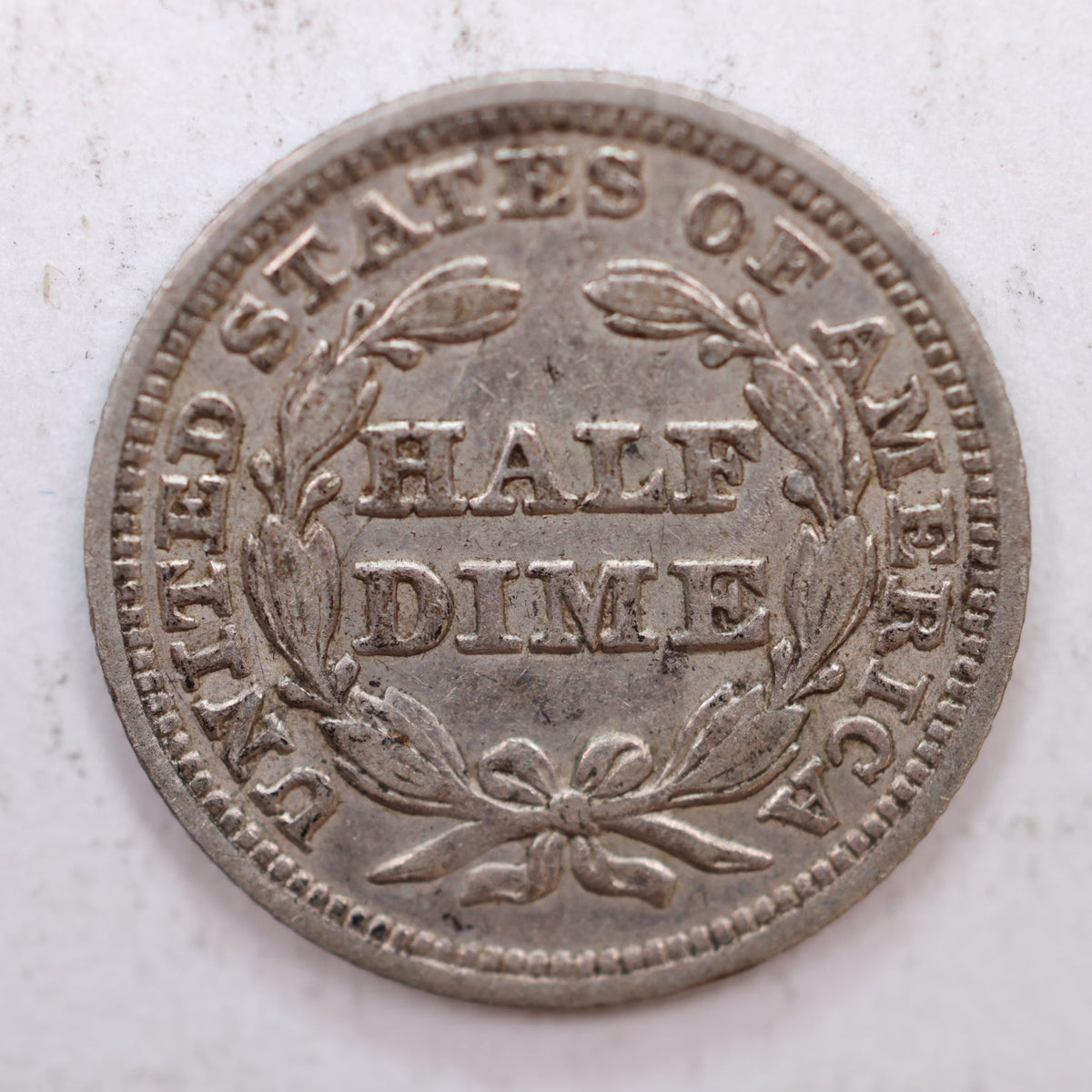 1848 Seated Liberty Silver Half Dime, 'Med Date', About Uncirculated, Store #HE020.
