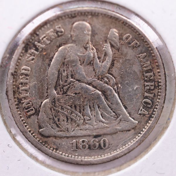 1860 Seated Liberty Silver Dime., X.F+., Store Sale #19073