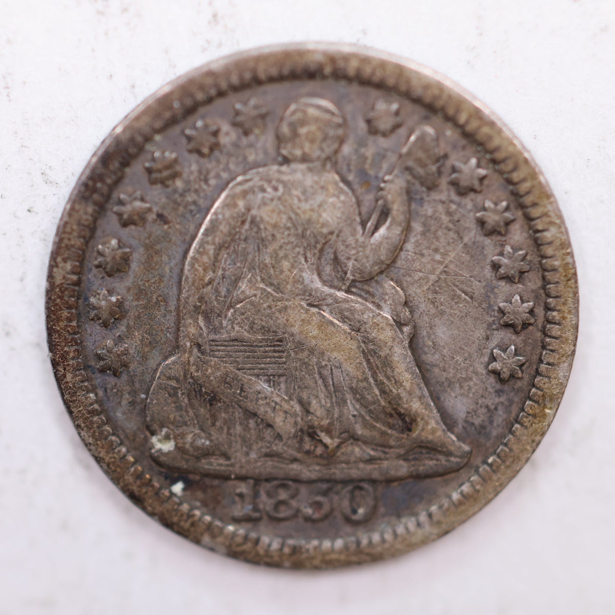 1850 Seated Liberty Silver Half Dime, Very Fine Circulated Coin, Store #HE026.