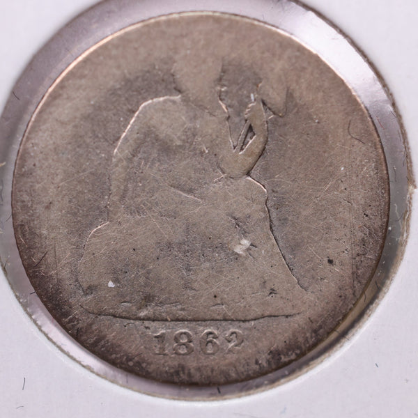 1862-S Seated Liberty Silver Dime., About Good., Store Sale #19079