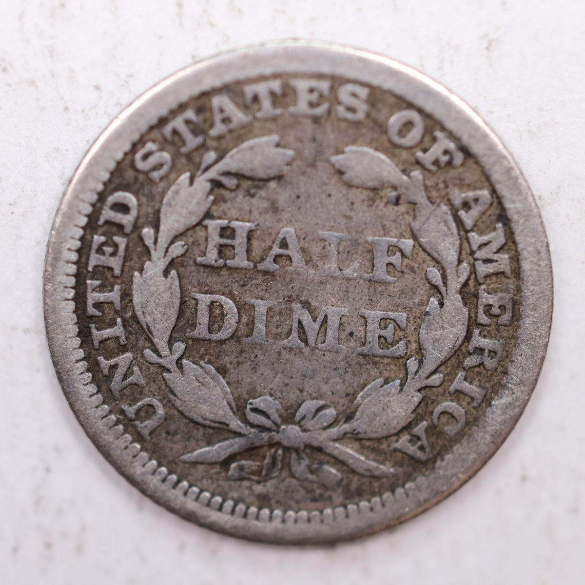 1858/1858 Seated Liberty Silver Half Dime, Good+ Circulated Coin, Store #HE035.