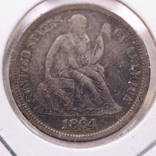 1864-S Seated Liberty Silver Dime., X.F., Store Sale #19087