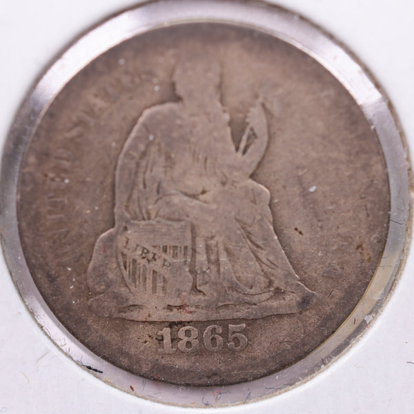 1865-S Seated Liberty Silver Dime., Fine., Store Sale #19089