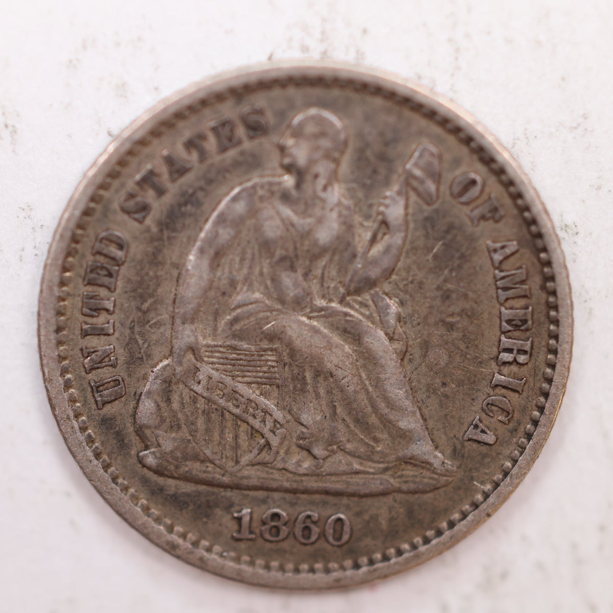 1860 Seated Liberty Silver Half Dime, X.F. + Circulated Coin, Store #HE039.