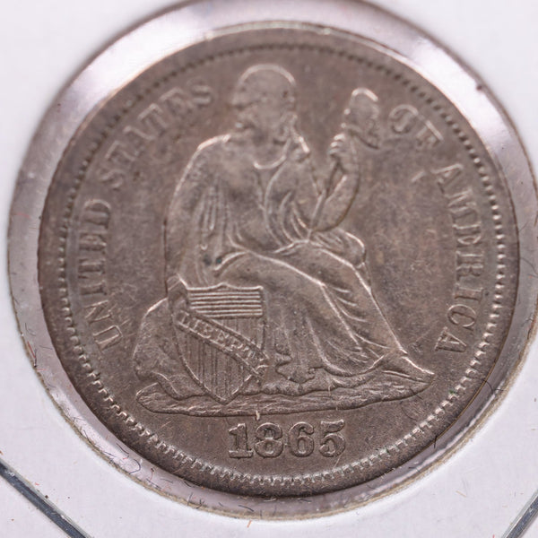 1865-S Seated Liberty Silver Dime., X.F. +., Store Sale #19090