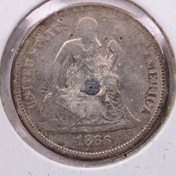 1866 Seated Liberty Silver Dime., VF. Details., Store Sale #19092