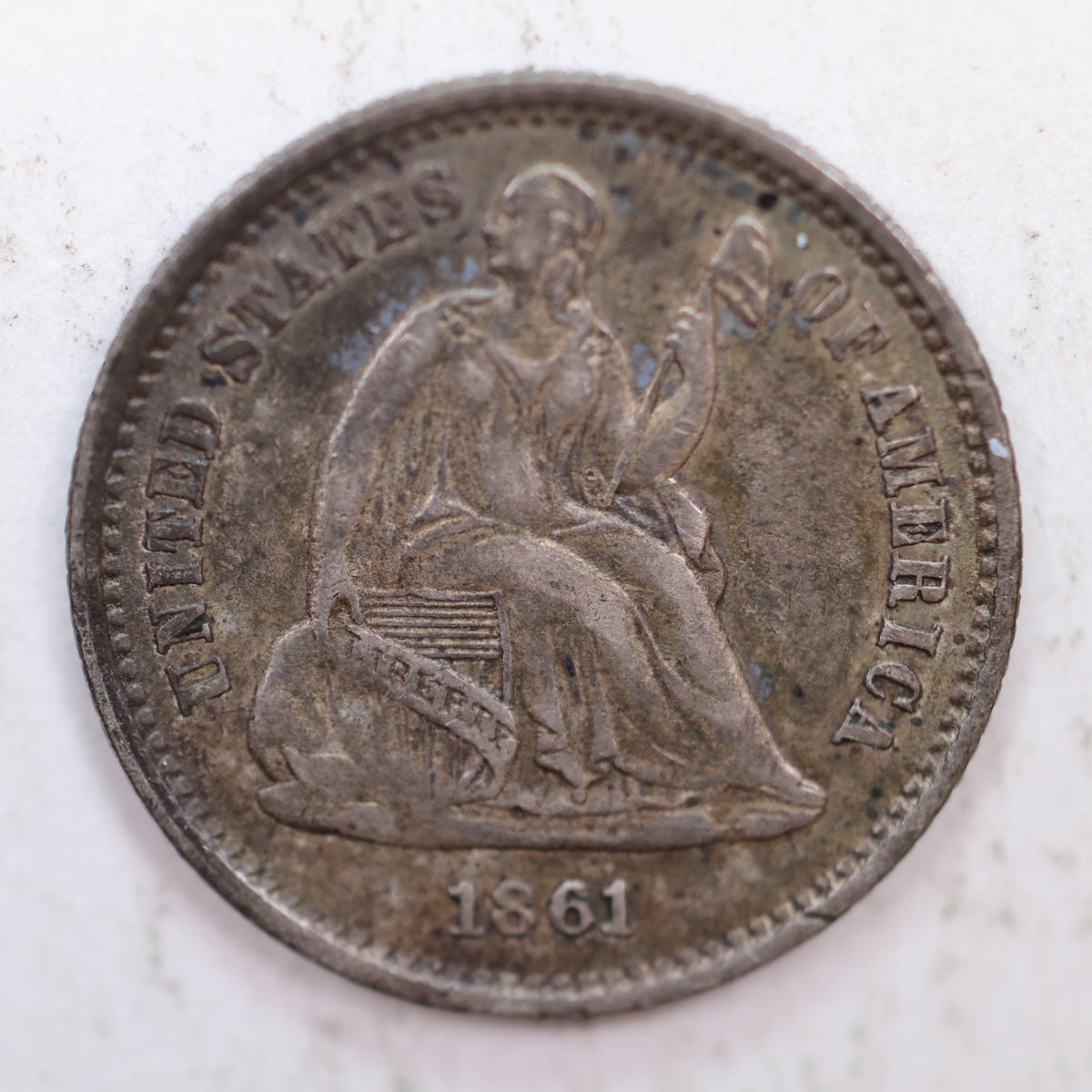 1861 Seated Liberty Silver Half Dime, Extra Fine Circulated Coin, Store #HE043.