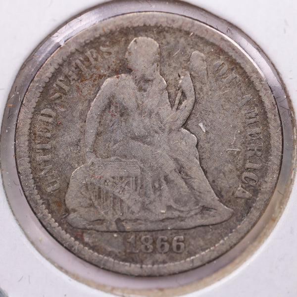 1866-S Seated Liberty Silver Dime., V.F., Store Sale #19093