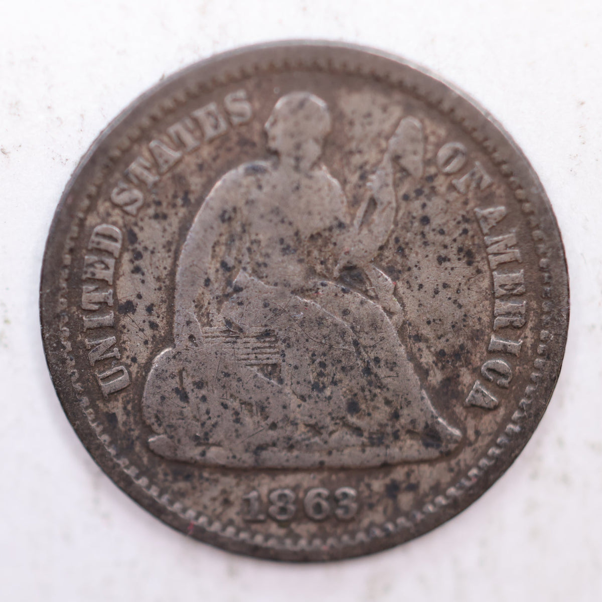 1863-S Seated Liberty Silver Half Dime, Very Fine Circulated Coin, Store #HE046.