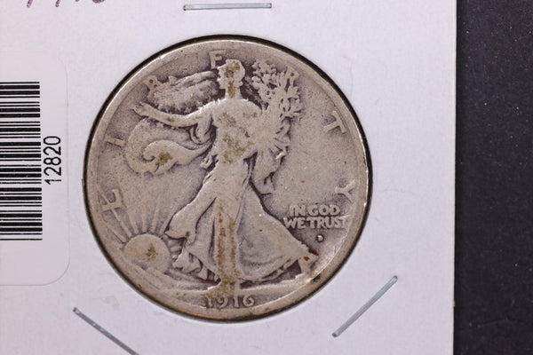 1916-D Walking Liberty Half Dollar. Circulated Condition. Store #12820