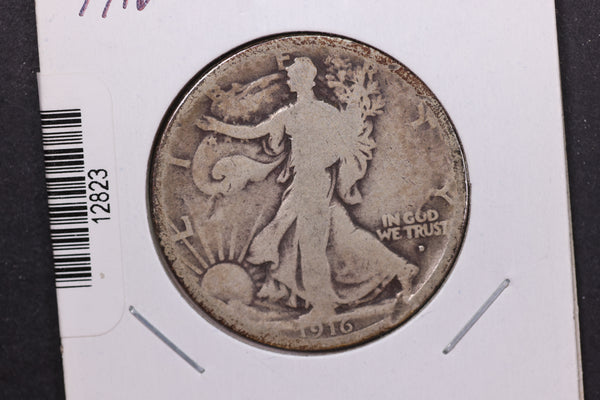 1916-D Walking Liberty Half Dollar. Circulated Condition. Store #12823
