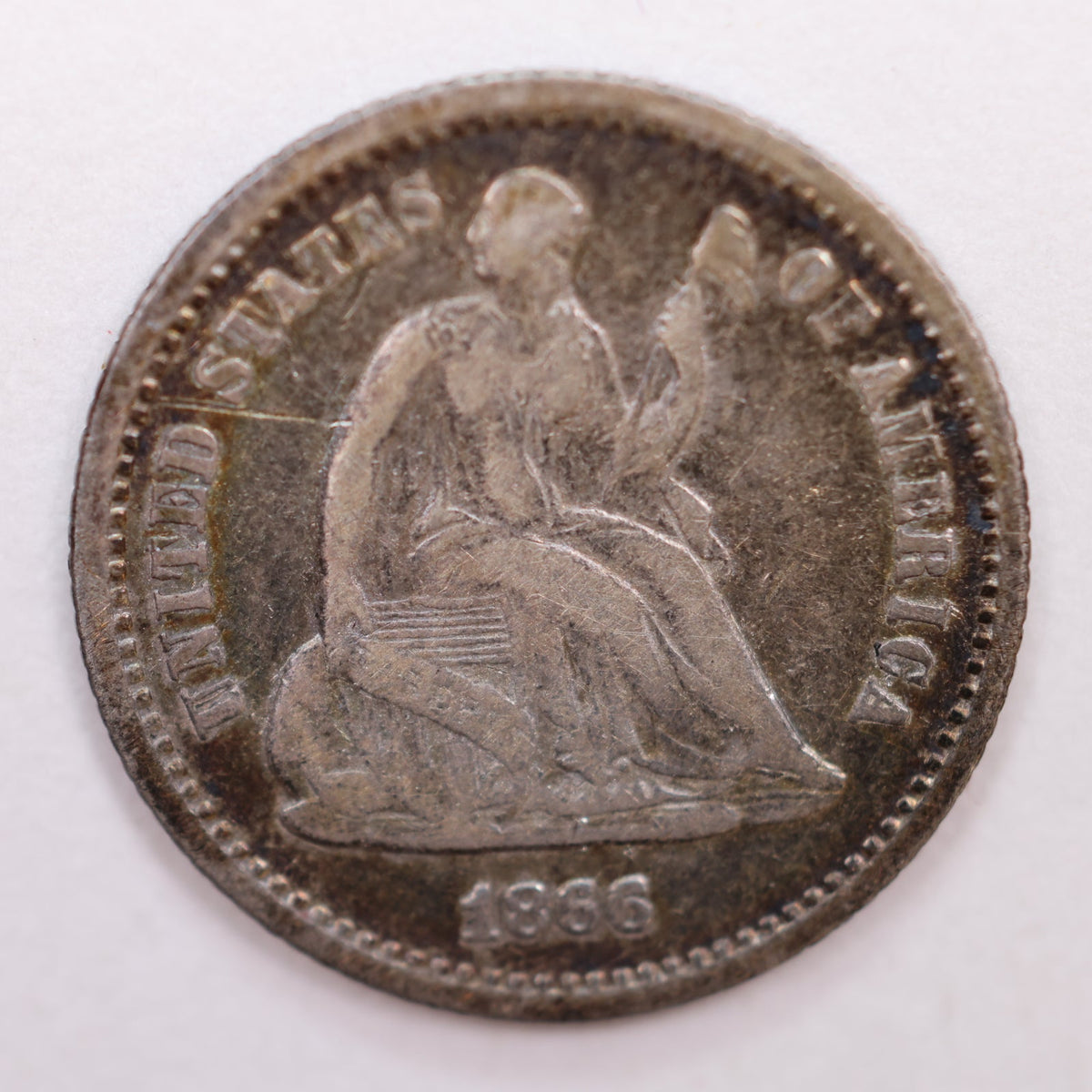 1866 Seated Liberty Silver Half Dime, Extra Fine Circulated Coin, Store #HE056.