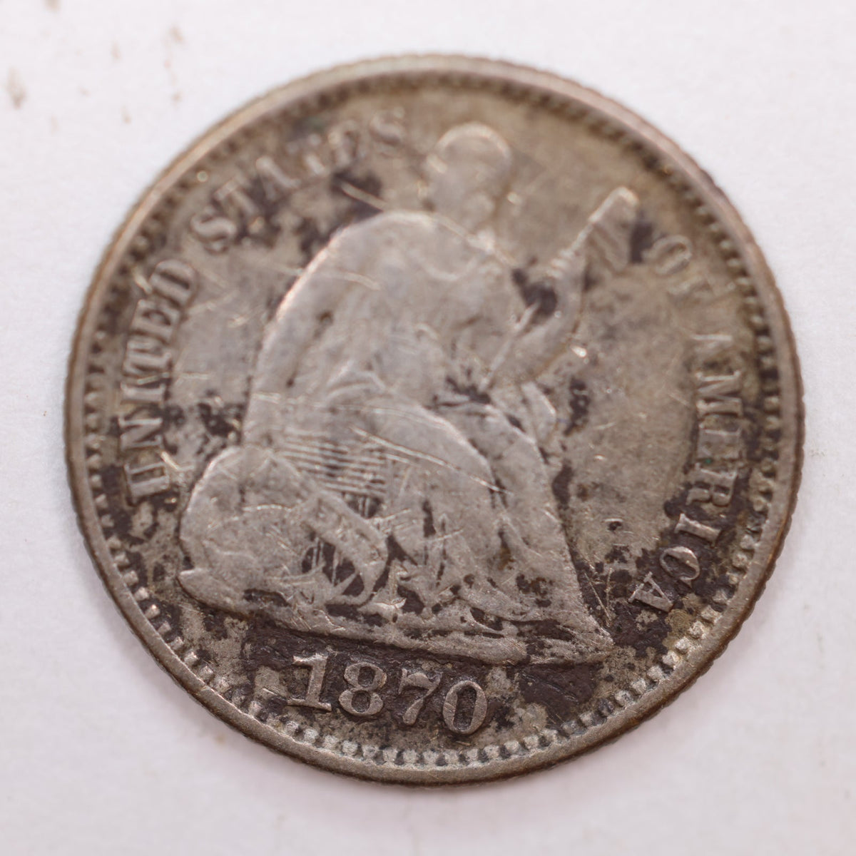 1870 Seated Liberty Silver Half Dime, Extra Fine Circulated Coin, Store #HE065.