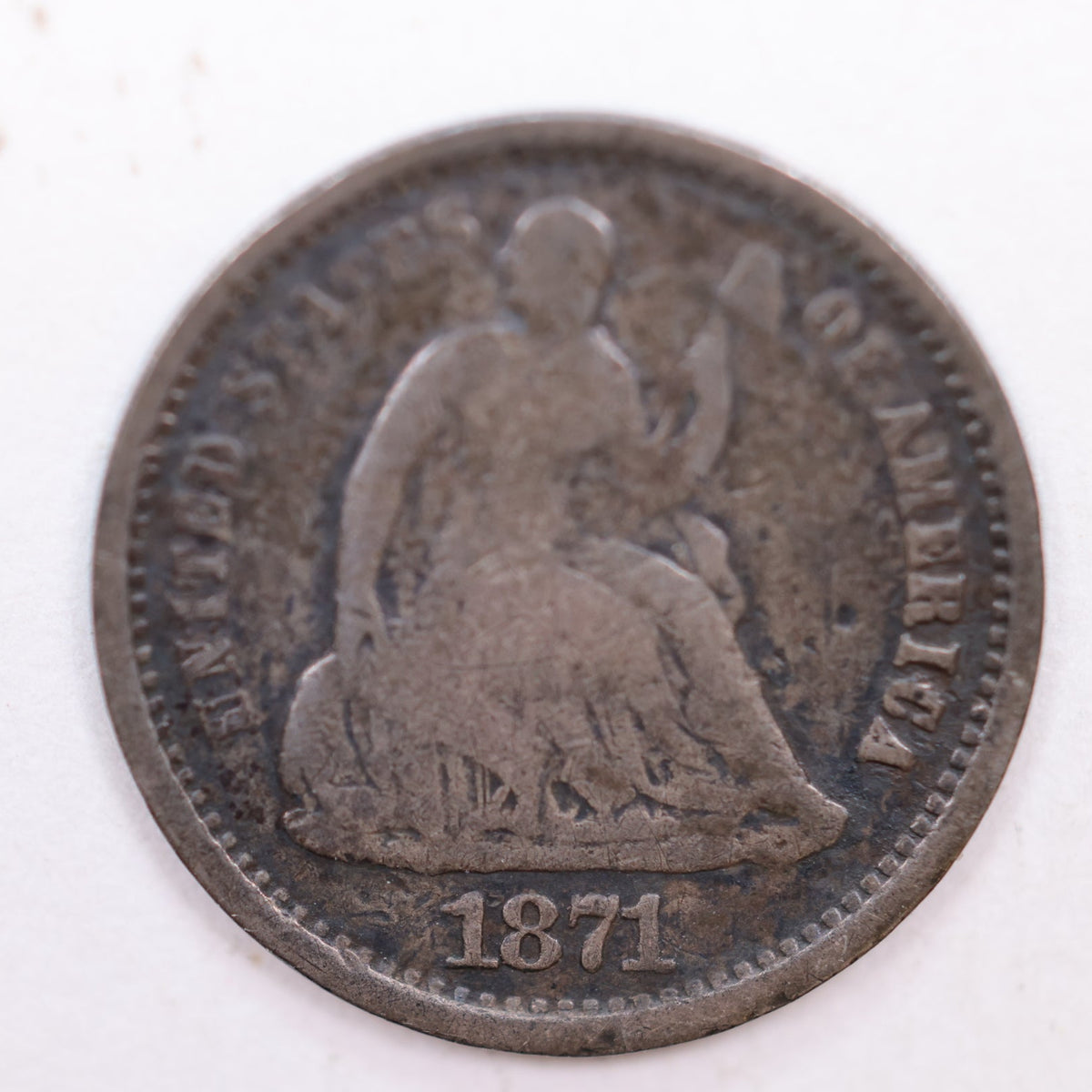 1871-S Seated Liberty Silver Half Dime, Fine Circulated Coin, Store #HE068.