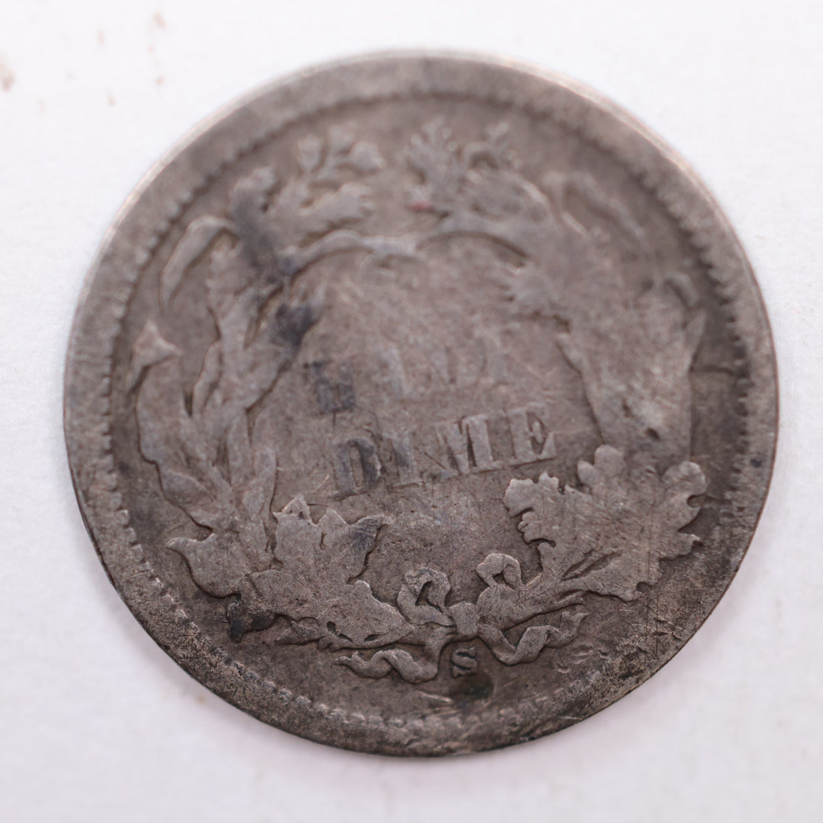 1873-S Seated Liberty Silver Half Dime, Very Good Circulated Coin, Store #HE071.