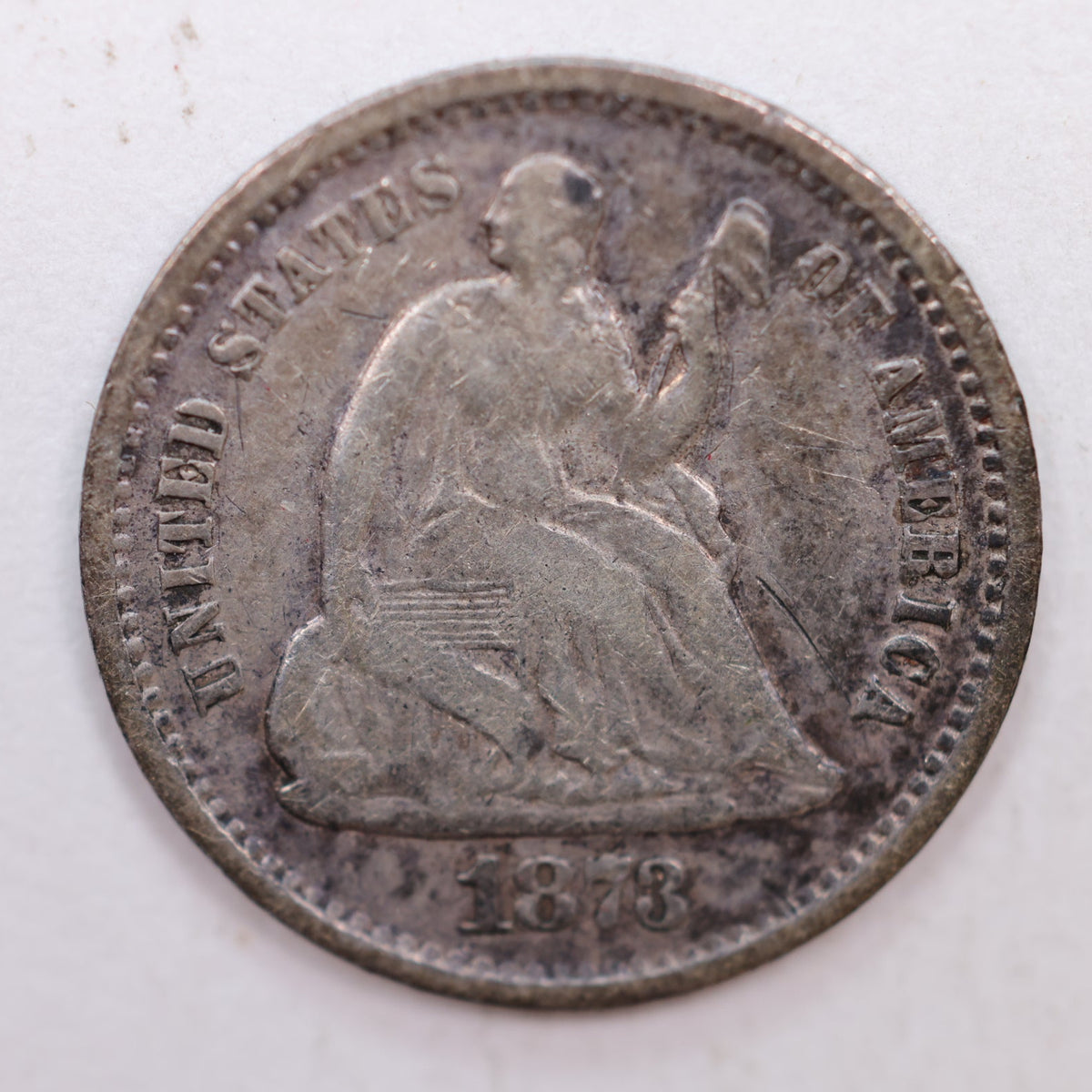 1873-S Seated Liberty Silver Half Dime, Extra Fine Circulated Coin, Store #HE072.