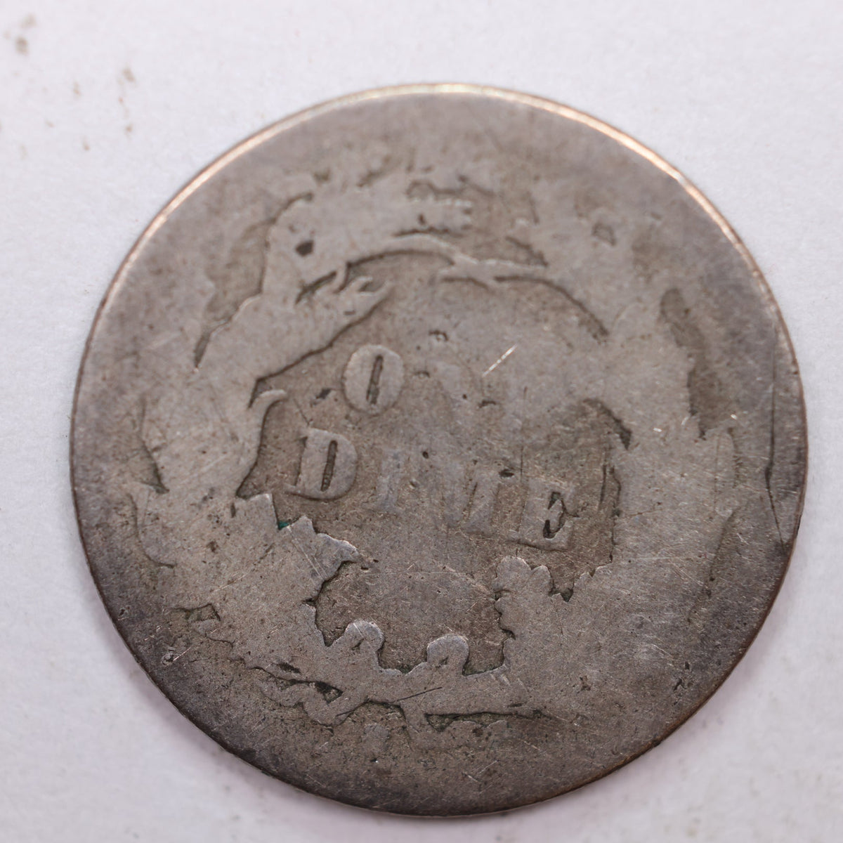 1863-S Seated Liberty Silver Dime, About Good Circulated Coin, Store #DE004.